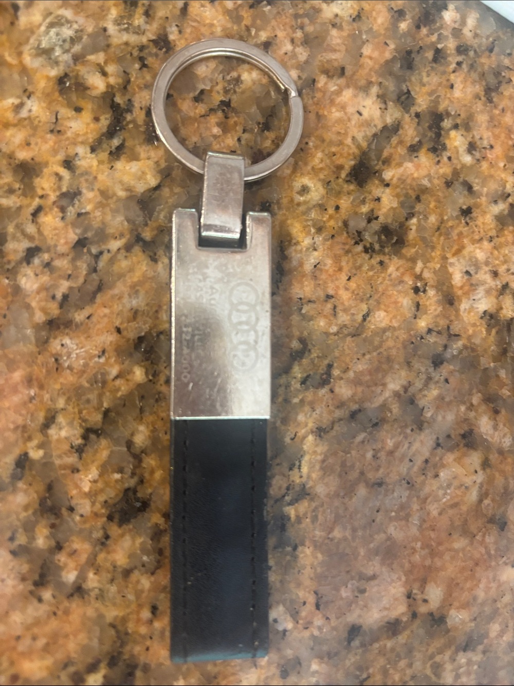 Audi Black Leather & Silver Keychain
